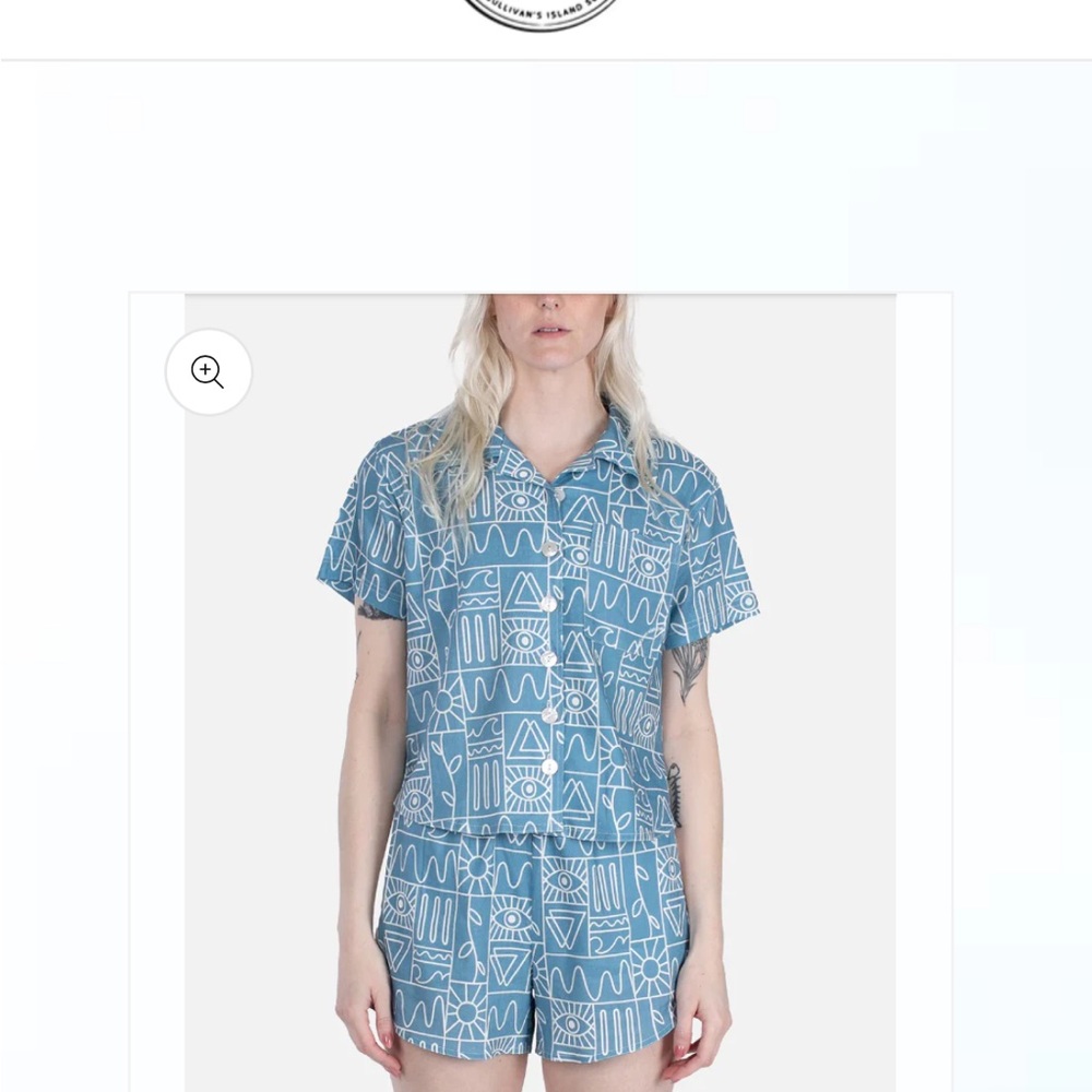 Linen Cape Cod Shirt and short set - Blue from Jetty Size M